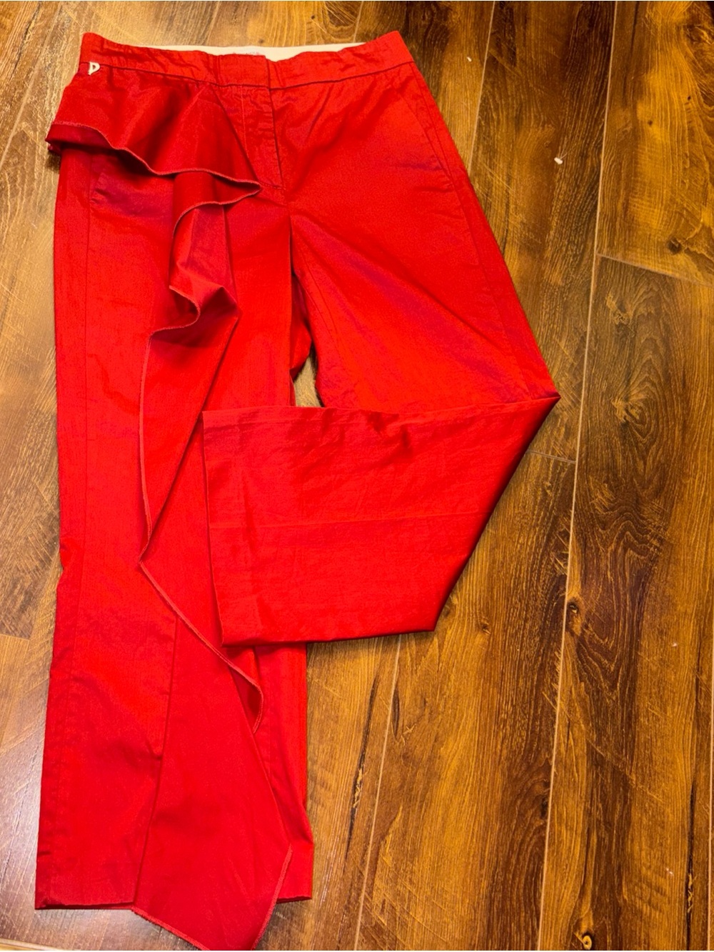 Dondup Red Ruffle-Detail Dress Crop Pants